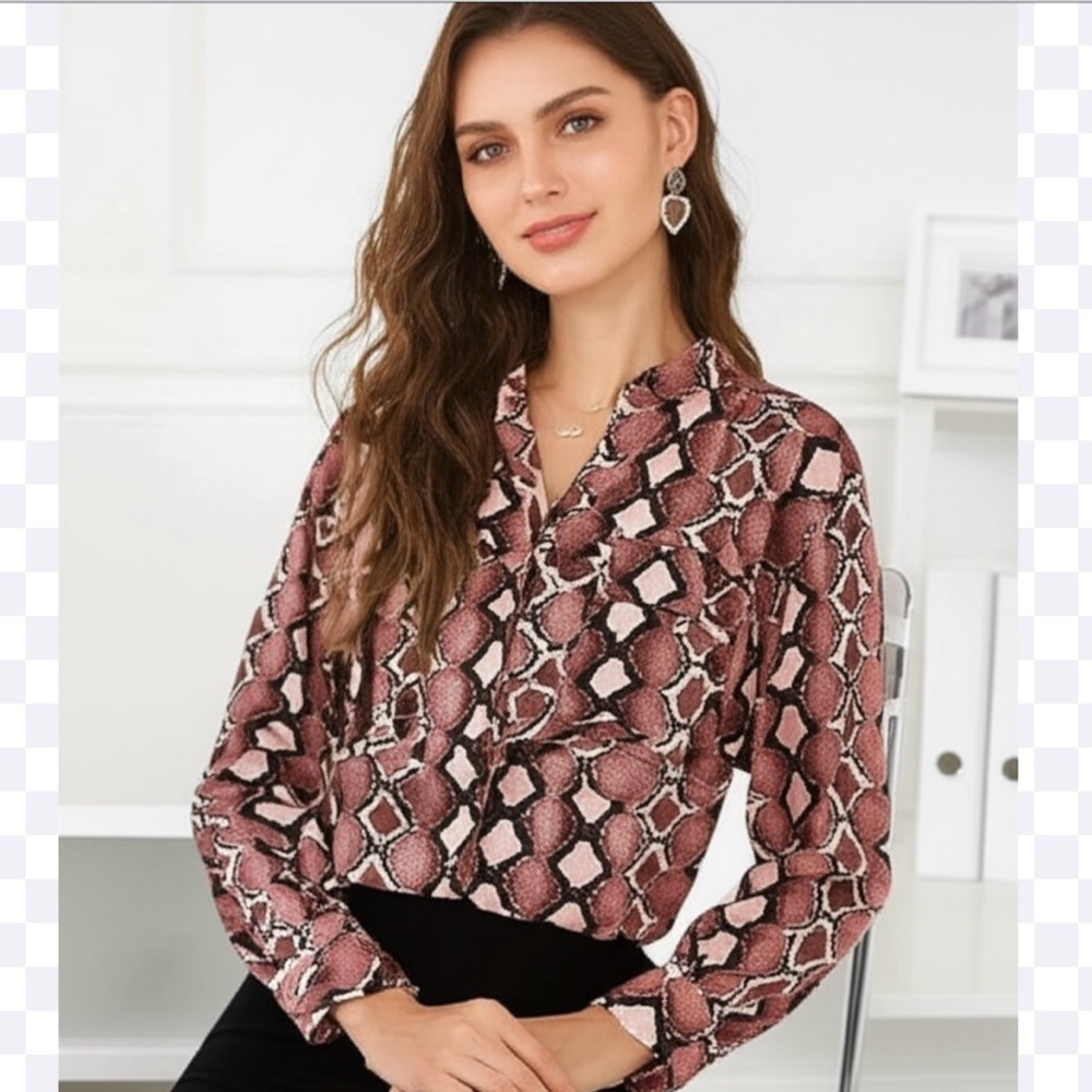 Jones New York Snakeskin Blouse Women's Large Shirt